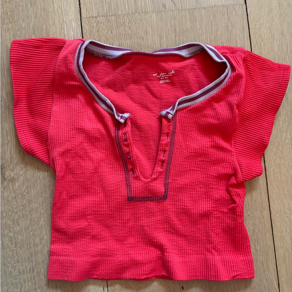 UO Out from Under For Gold seamless ribbed crop top in bright red/pink